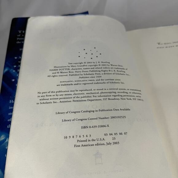 Harry Potter and the Order of the Phoenix Hardcover 1st American Edition Rowling - Picture 4 of 4